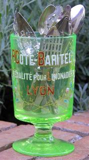 Absinthe Spoonholder - P.Cote-Baritel Uranium Glass