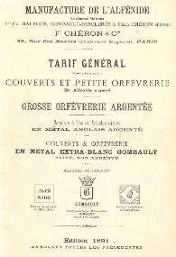 Absinthe Trade Catalogues - Oref�verie Alf�nide & Gombault Catalogue 1891